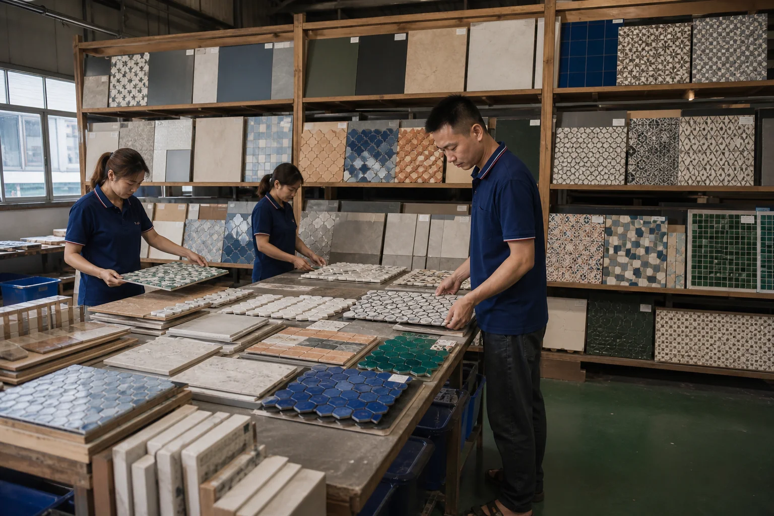 Xưởng chuẩn bị mẫu gạch và mosaic cho dự án Việt Nam