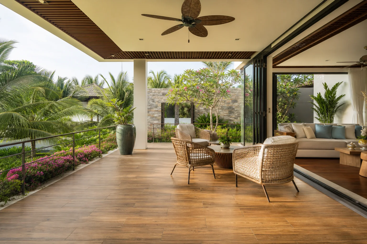 Gạch vân gỗ ban công